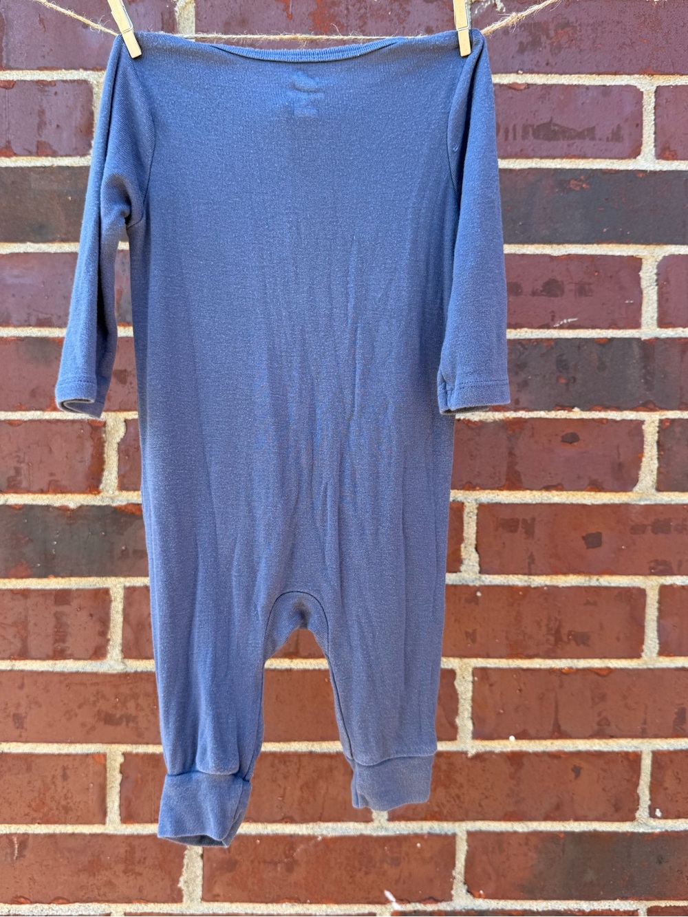 cloud island Soft Cotton Footie One-Piece - Light Blue & Navy - Picture 6 of 7